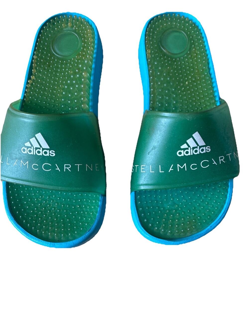 VTG Adidas Adissage Stella McCartney Slides Women's 5, Turquoise Blue Green RARE